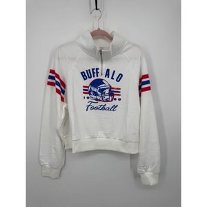 NWT Buffalo Bills Football Quarter-Zip Sweatshirt Women's Large Ivory Soccer